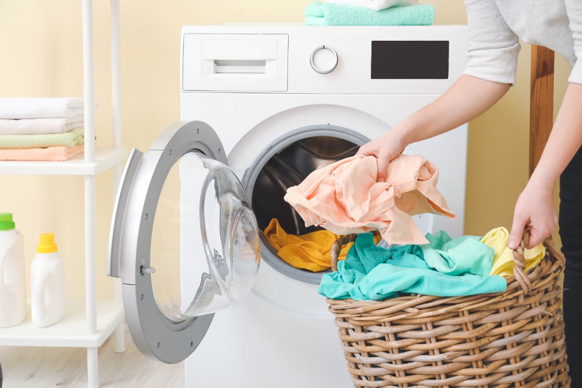 woman washing clothes